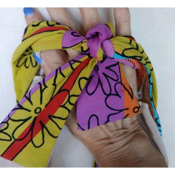 Gideon Oberson Printed Plunge Neck One Piece Swimsuit Size 10 Multi Color - Picture 8 of 8